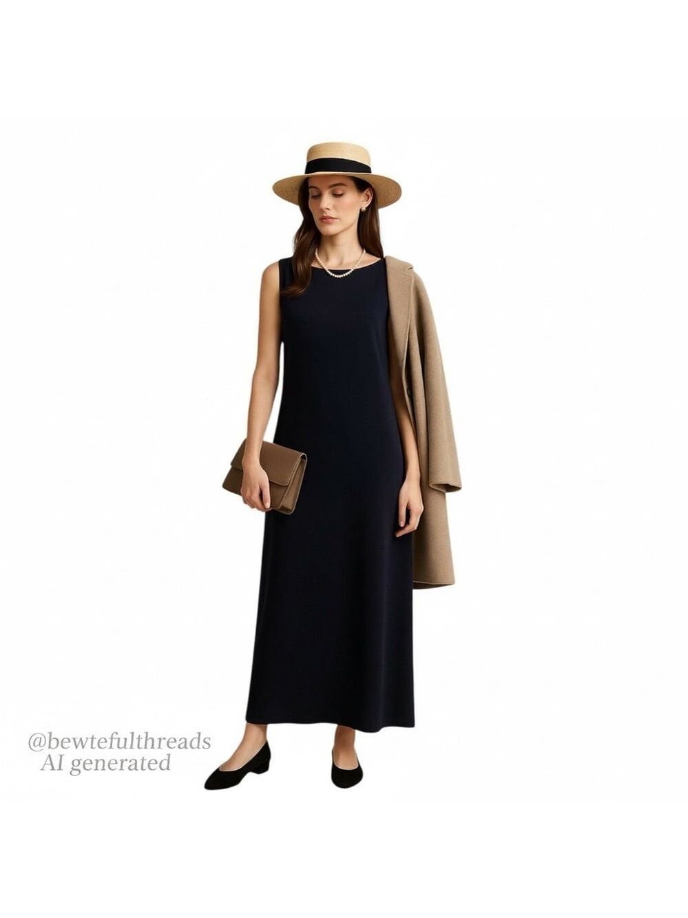 Bianca Nygård Size 12 sleeveless Navy Maxi Dress Stretch Minimalist Old Money